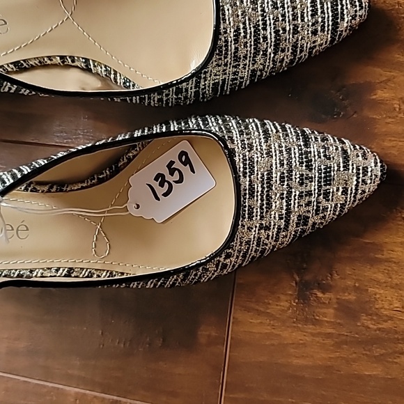 J.Renee slingback mule 7.5 with covered kitten heel plaid metallic baddie - Picture 9 of 11